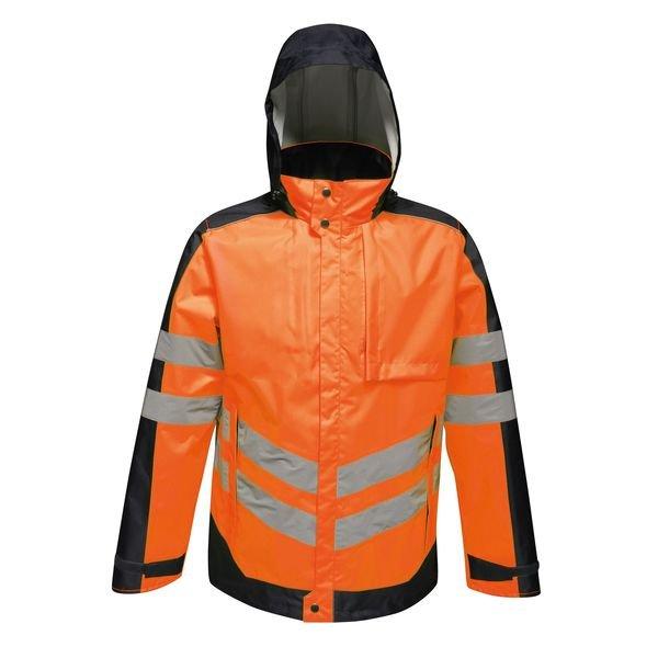Image of Warnjacke, Isoliert, Wasserfest, Reflektierend, Mit Kapuze Herren Orange L