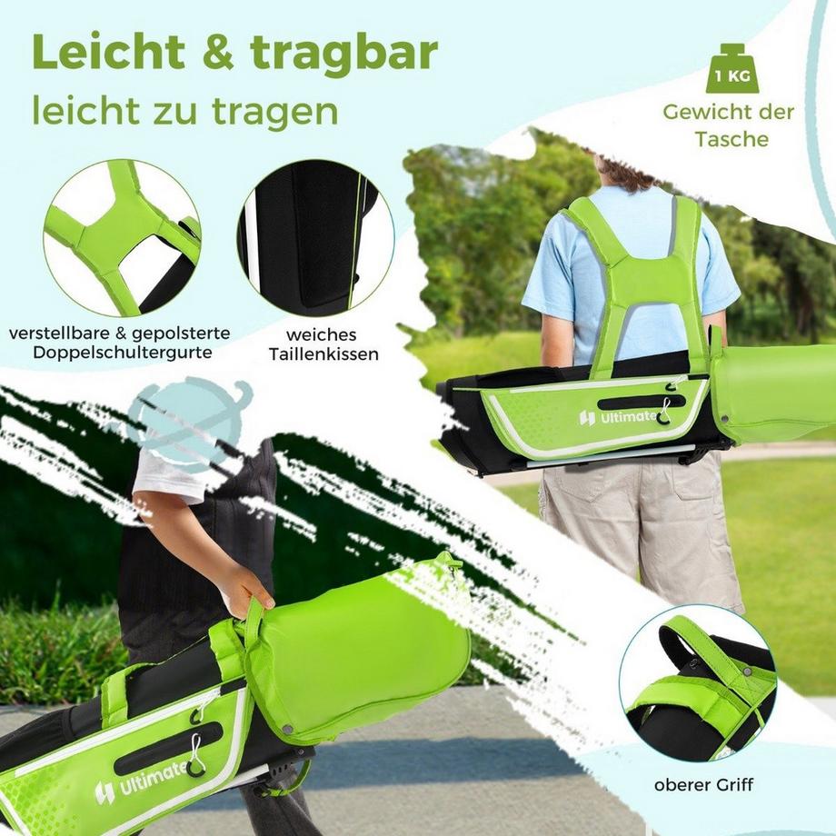 Northix  Set da golf per bambini da 4 pezzi con sacca da golf e copertura antipioggia per bambini da 8 a 10 anni Verde 