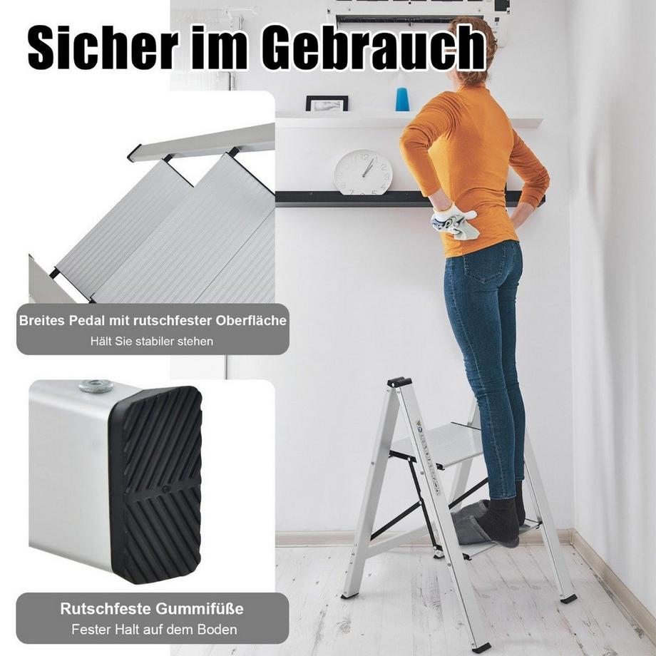 Northio  Escabeau 2 marches en aluminium pliable 