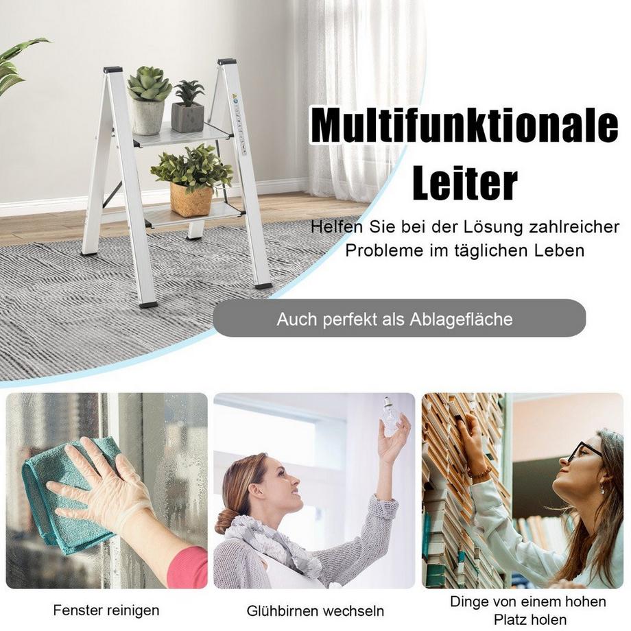 Northio  Escabeau 2 marches en aluminium pliable 