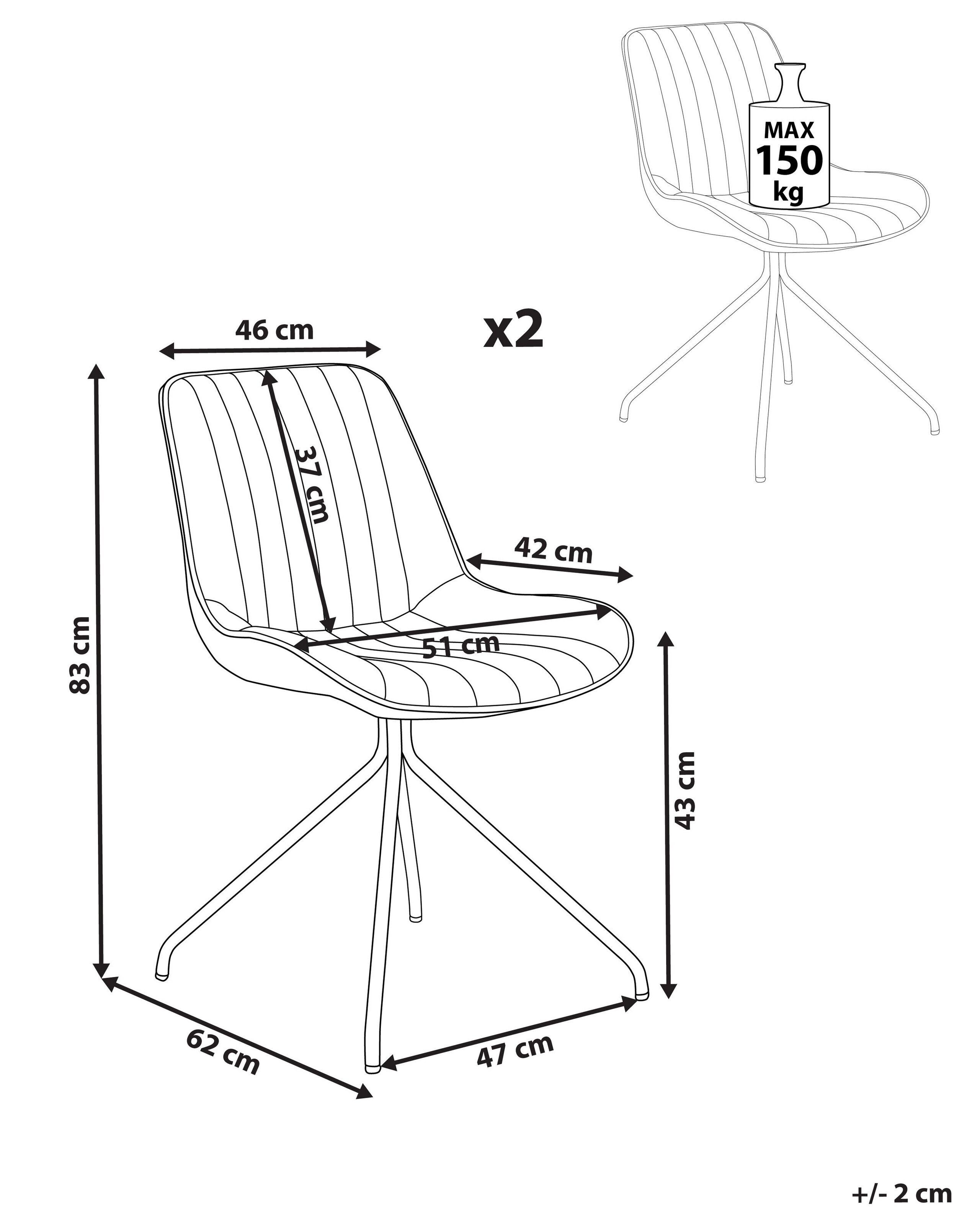 Beliani Lot de 2 chaises de salle à manger en Velours Glamour NAVASOTA  