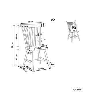 Beliani Lot de 2 chaises en Bois d'hévéa Rétro BURGES  