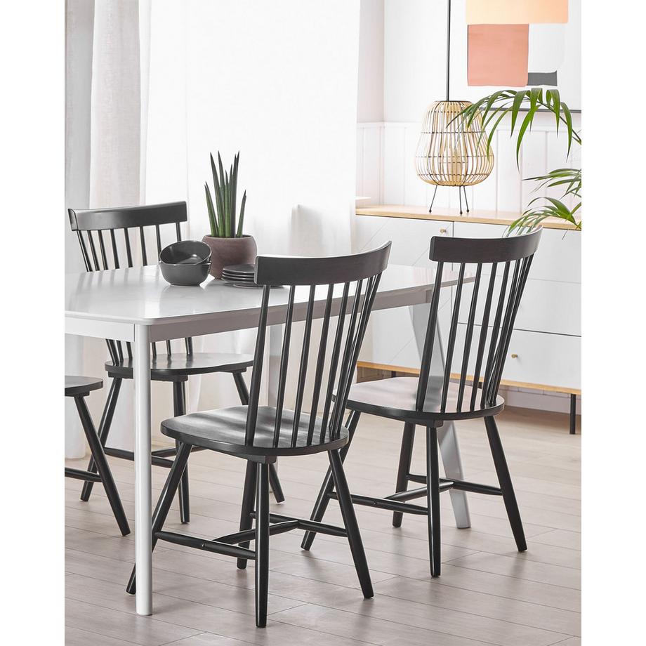 Beliani Lot de 2 chaises de salle à manger en Bois d'hévéa Rétro BURGES  