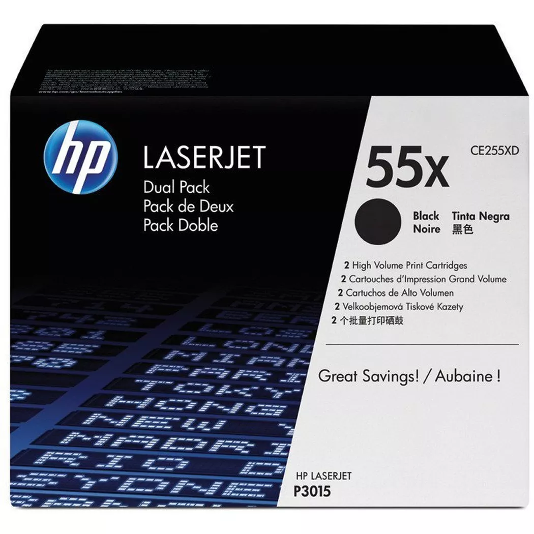Hewlett-Packard – HP Toner-Modul 55X schwarz CE255XD LaserJet P3015 2 Stück, One Size