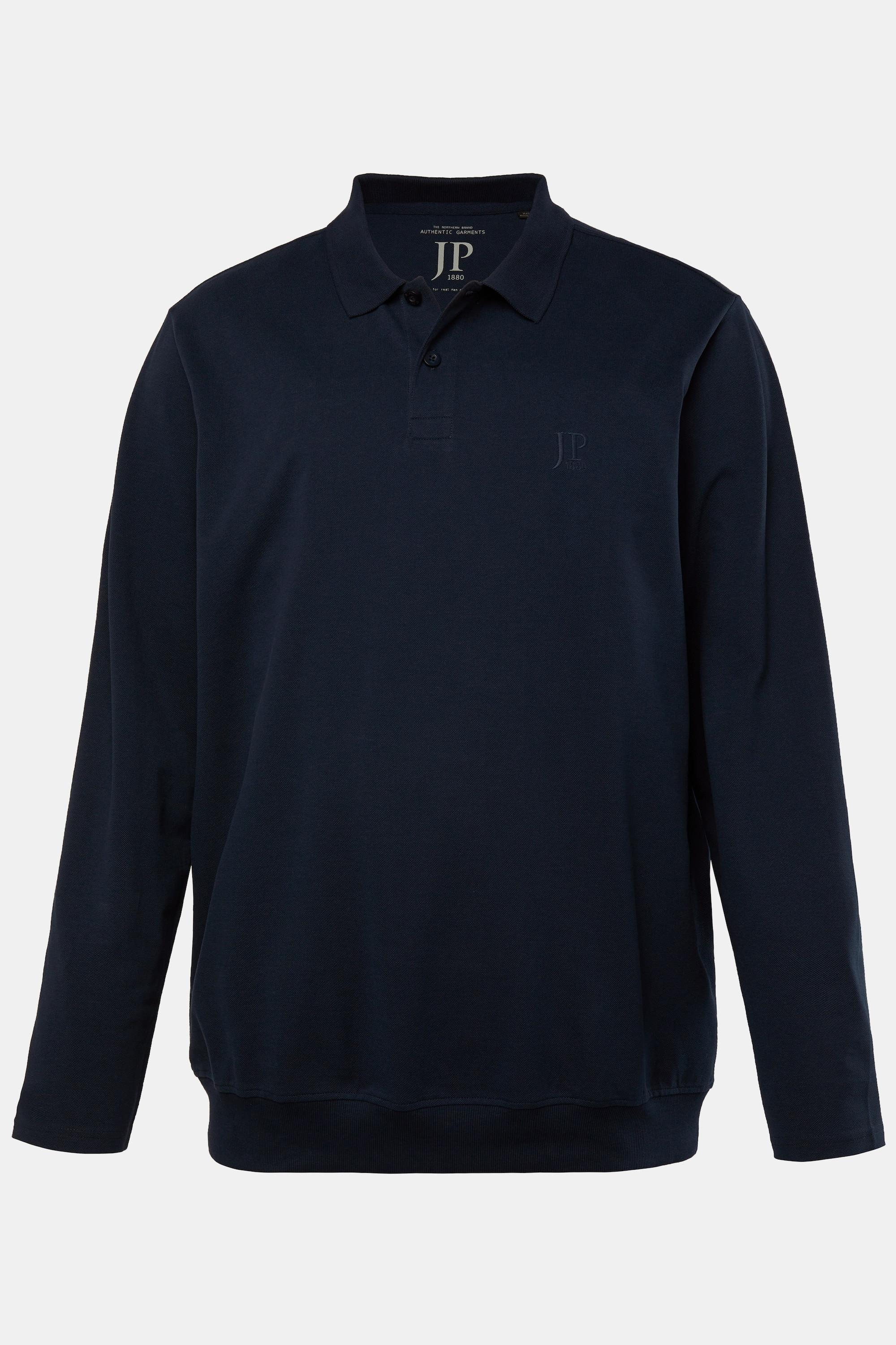 JP1880  Polo en maille piquée, collection Basic. Manches longues et ventre confort. Jusqu'au 8XL. 