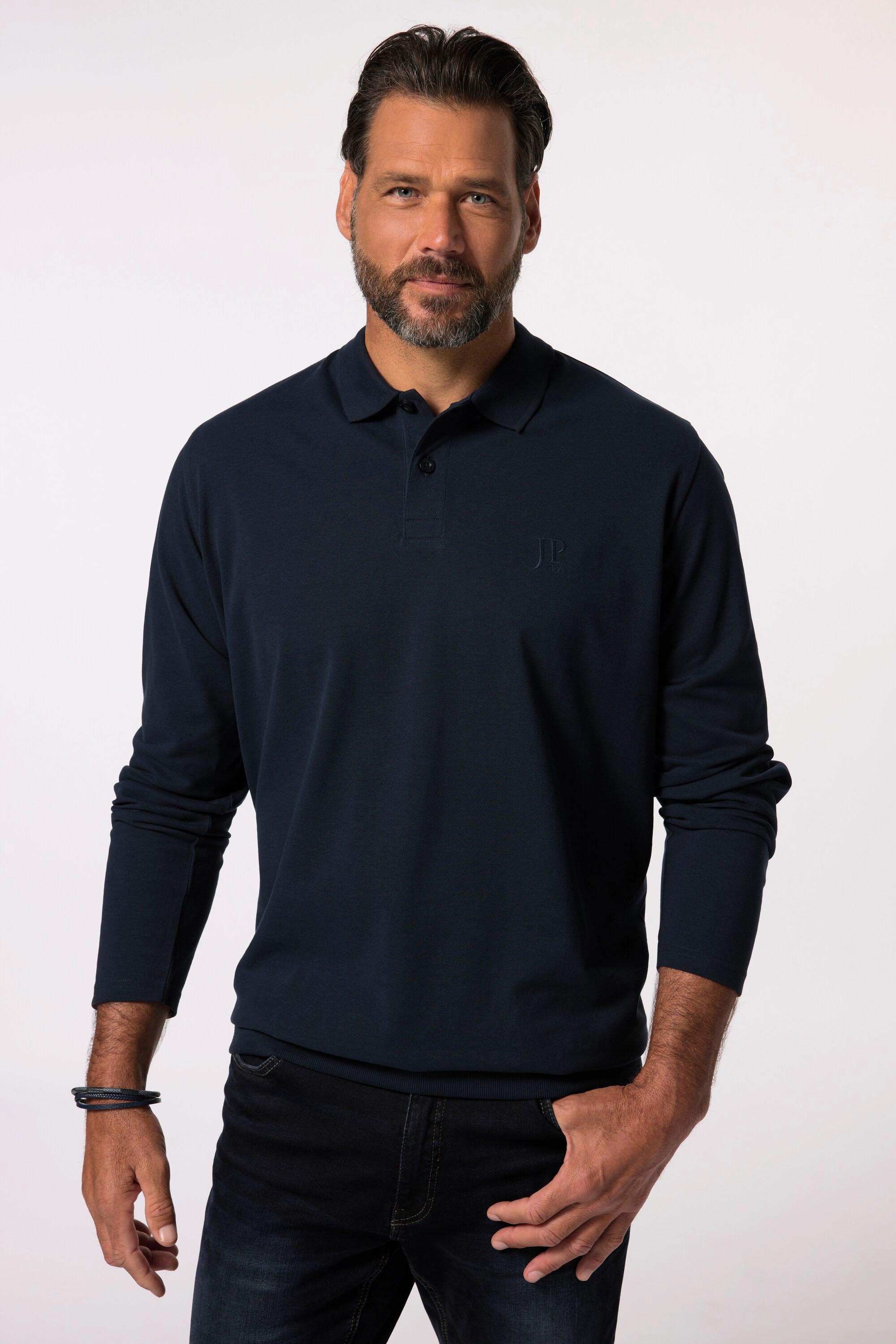 JP1880  Maglia polo basic in piqué con taglio speciale per l'addome e maniche lunghe, fino alla tg. 8XL 