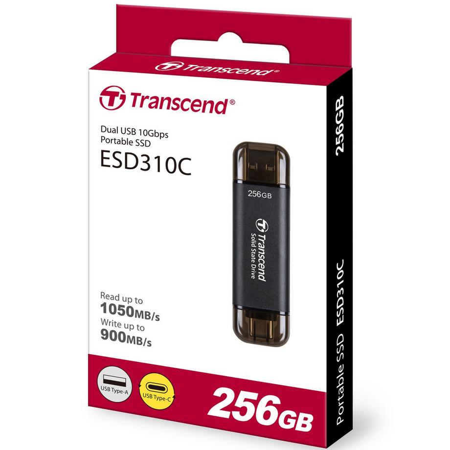 Transcend  Tragbare SSD ESD310C USB-C 256 GB (R1050/W950) Schwarz 