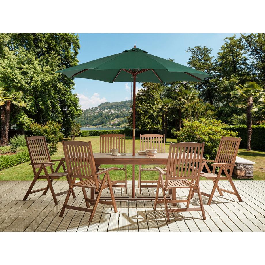 Beliani Gartentisch mit Stühlen aus Akazienholz Rustikal AMANTEA  