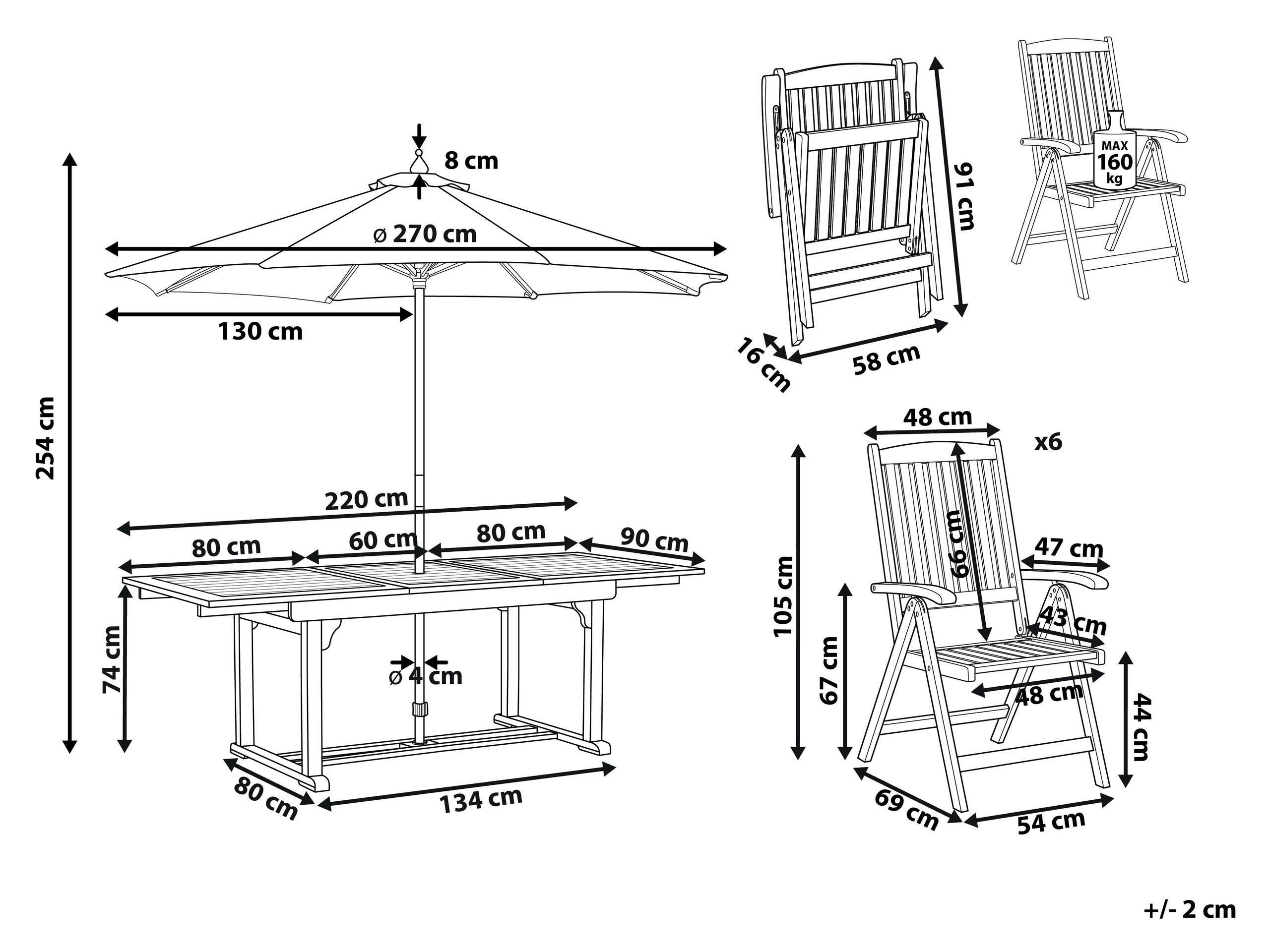 Beliani Set da pranzo da giardino en Legno d'acacia Rustico AMANTEA  