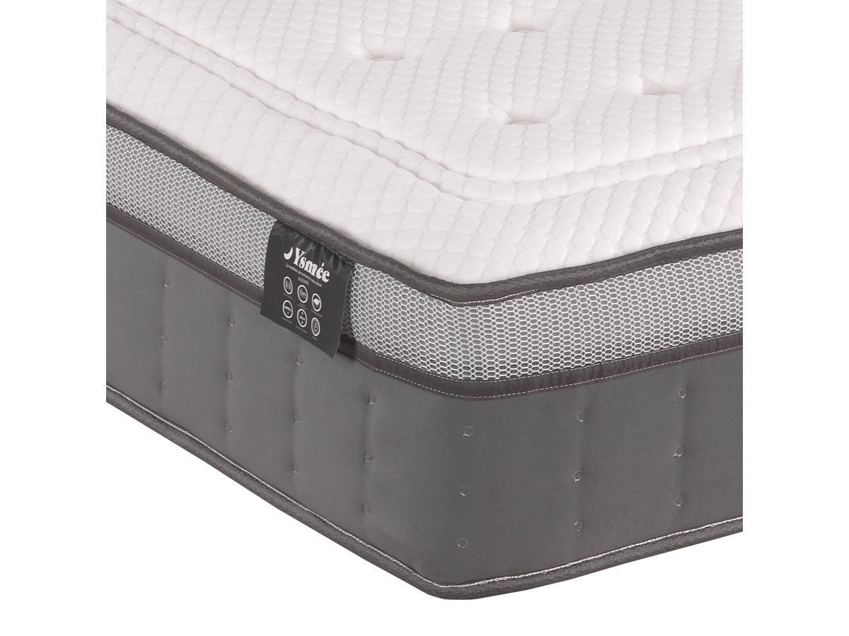 Ysmée Ensemble 140 x 190 cm sommier déco en kit + matelas ressorts ensachés 7 zones et mémoire de forme ASGARD de YSMÉE ép.30cm - ASGARD de YSMÉE  