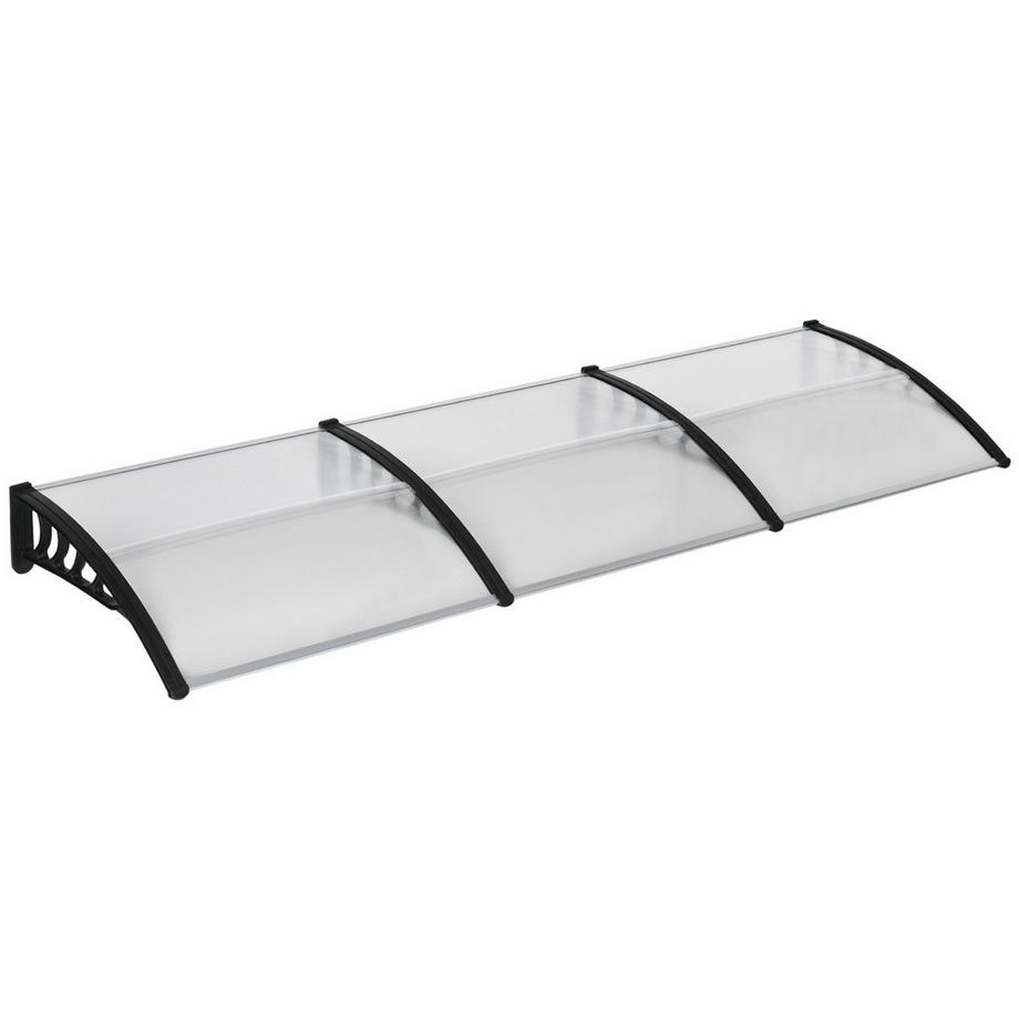 Tettuccio da scrivania per porta d'ingresso 303 x 96 x 27 cm tettuccio con protezione UV, protezione dalla pioggia protezione solare per esterno in alluminio nero