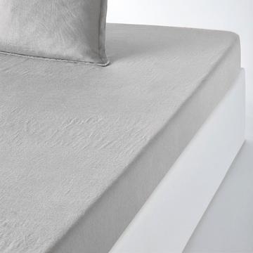 Drap housse lin lavé matelas épais