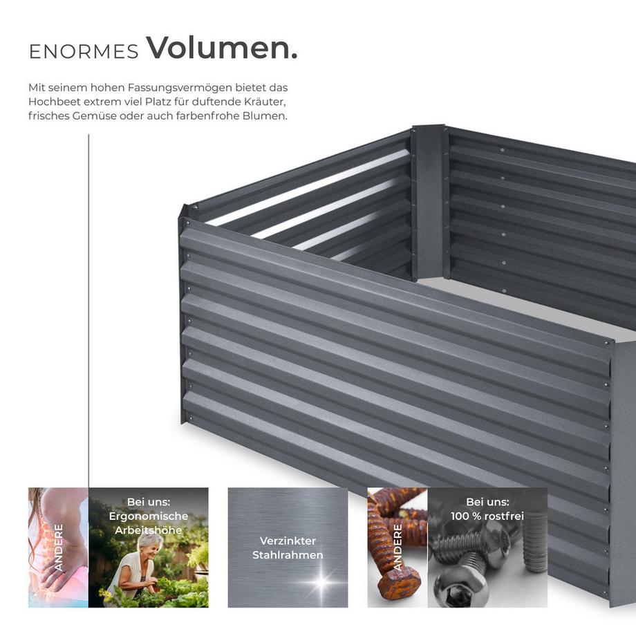 Tectake Carré potager 600 L SALVIA en acier galvanisé  