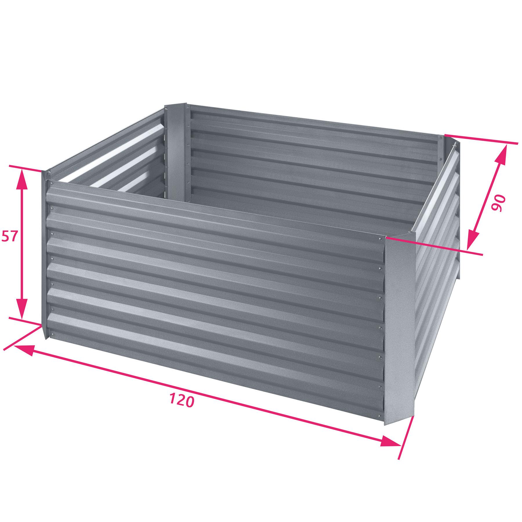 Tectake Fioriera rialzata zincata 600 L ,120 x 90 x 57 cm  