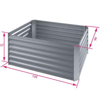 Tectake Fioriera rialzata zincata 600 L ,120 x 90 x 57 cm  