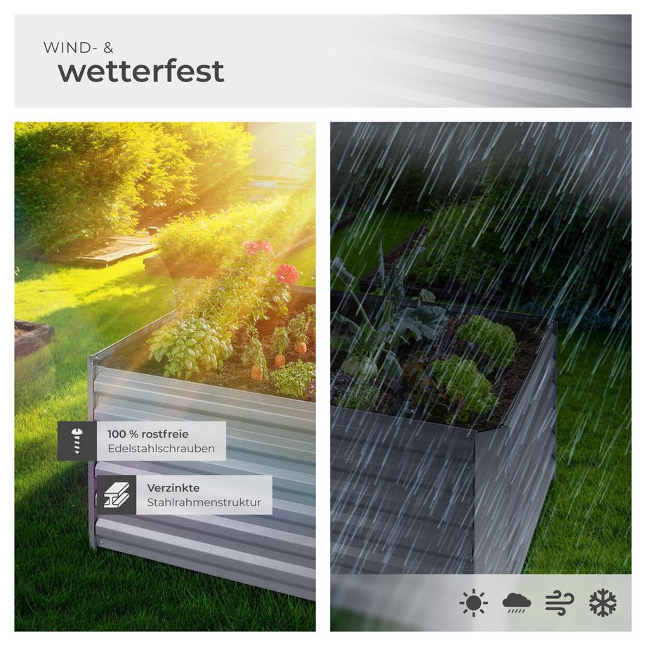Tectake Carré potager 600 L SALVIA en acier galvanisé  