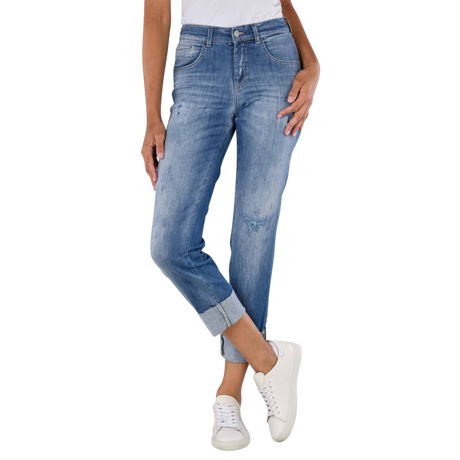 ANGELS Darleen Straight Fit Crop Fringe Jeans  