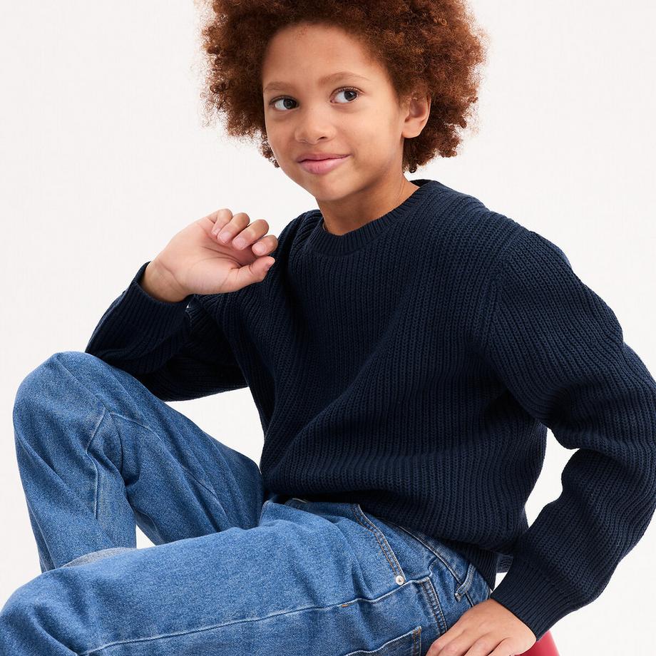 Gerippter Pullover mit rundem Ausschnitt