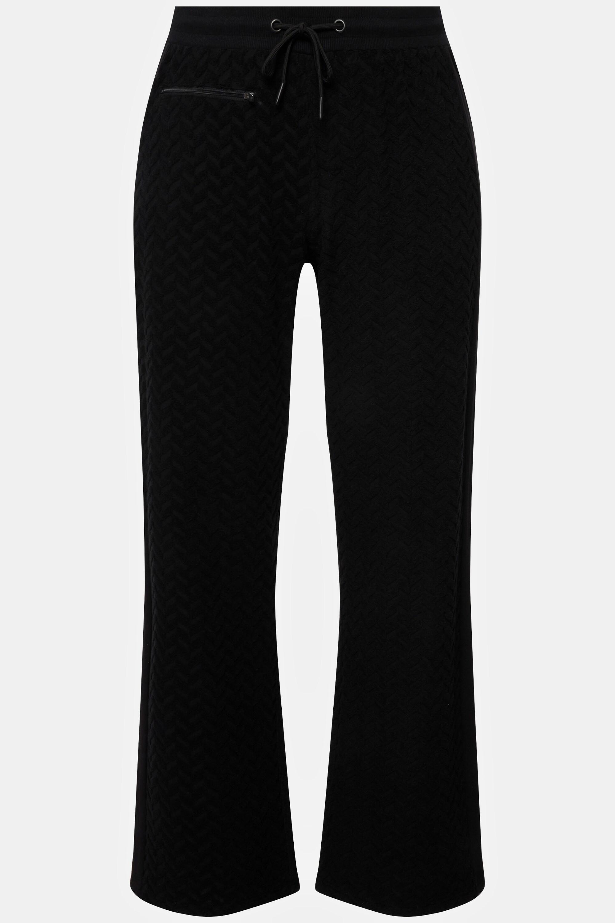 Ulla Popken  Pantalon de jogging en tissu éponge. Imprimé chevrons. Jambe évasée. 