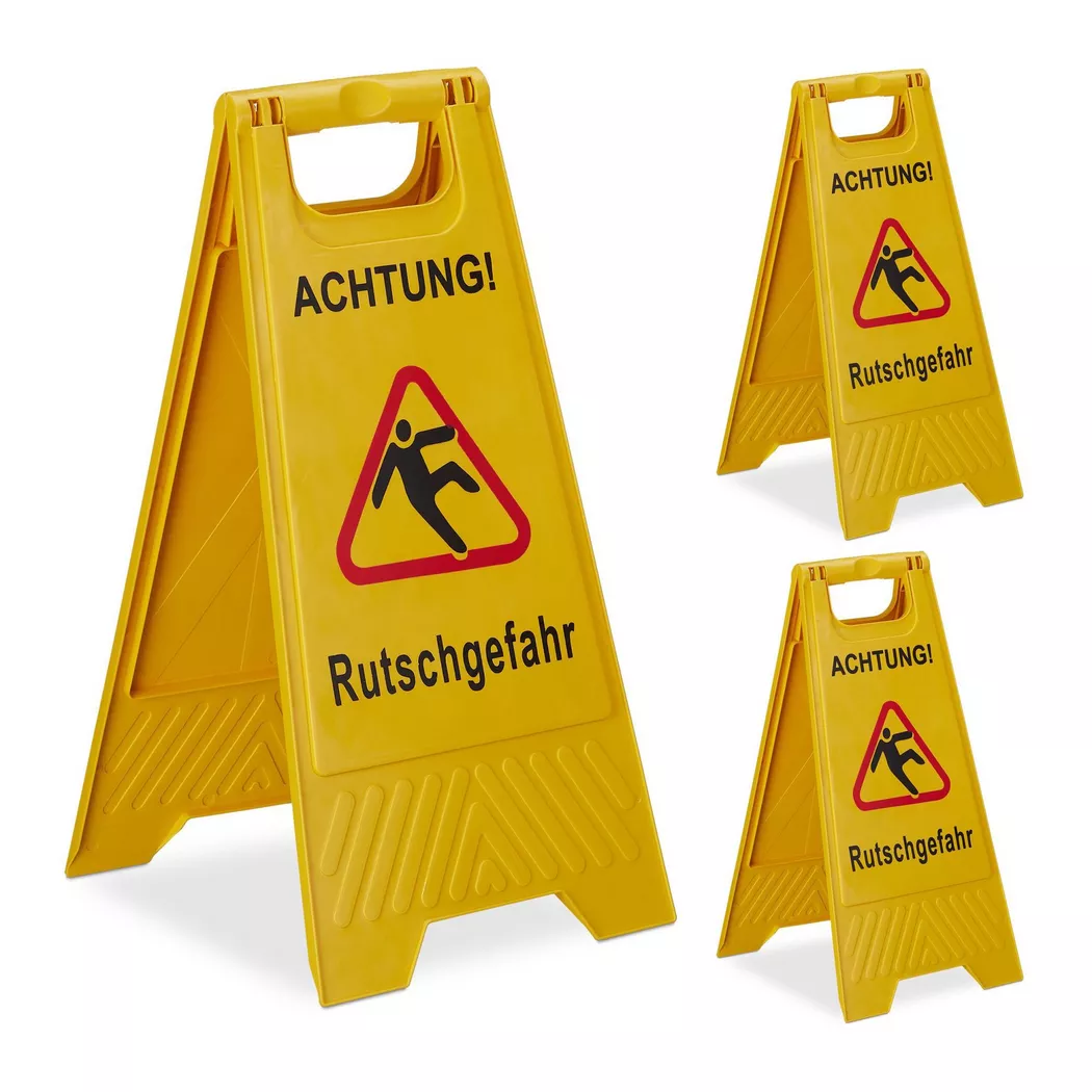 B2X - Aufsteller Rutschgefahr im 3er Set, 65 CM