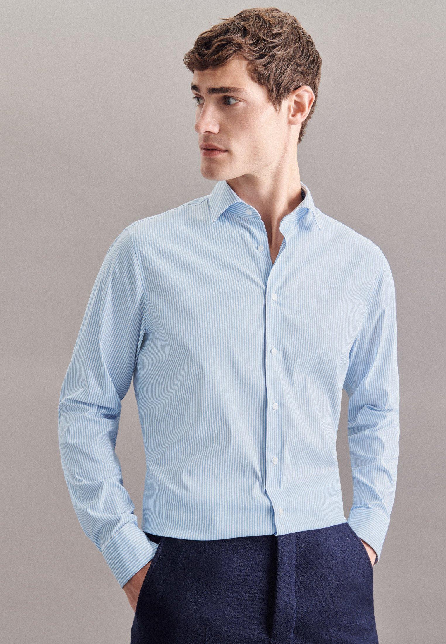 Image of Performance-hemd X-slim Fit Langarm Streifen Herren Hellblau 43