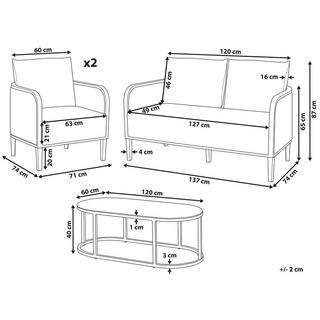 Beliani 2-Sitzer Sofa mit Sesseln aus Aluminium Boho MONTEFALCO  