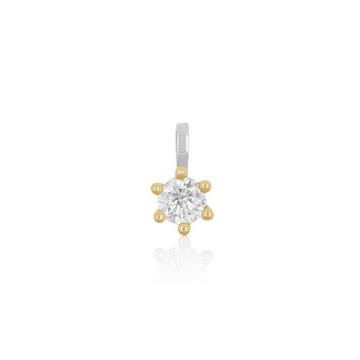 Pendentif solitaire 6 poignées en or blanc 750 diamant 0,33ct. 9x7mm