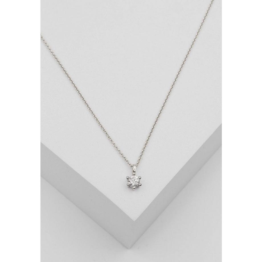 MUAU Schmuck  Solitär Anhänger 6-Griff-Fassung Weissgold 750 Diamant 0.33ct. 9x7mm 