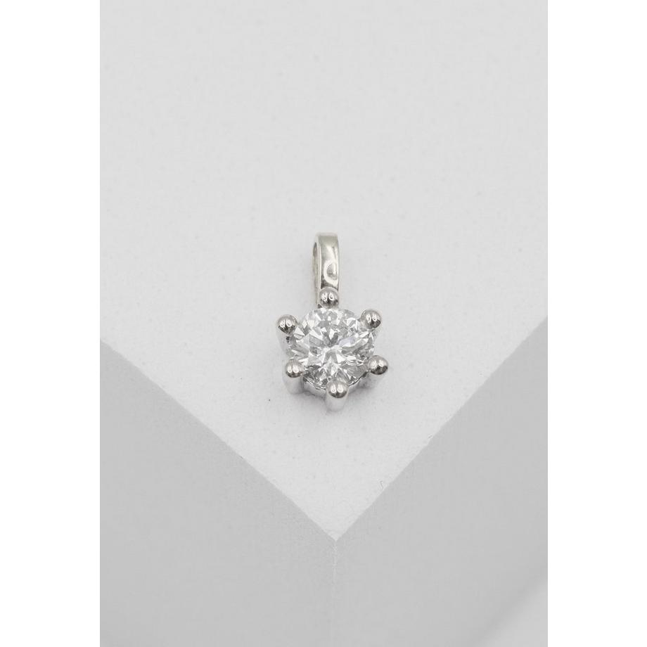 MUAU Schmuck  Solitär Anhänger 6-Griff-Fassung Weissgold 750 Diamant 0.33ct. 9x7mm 