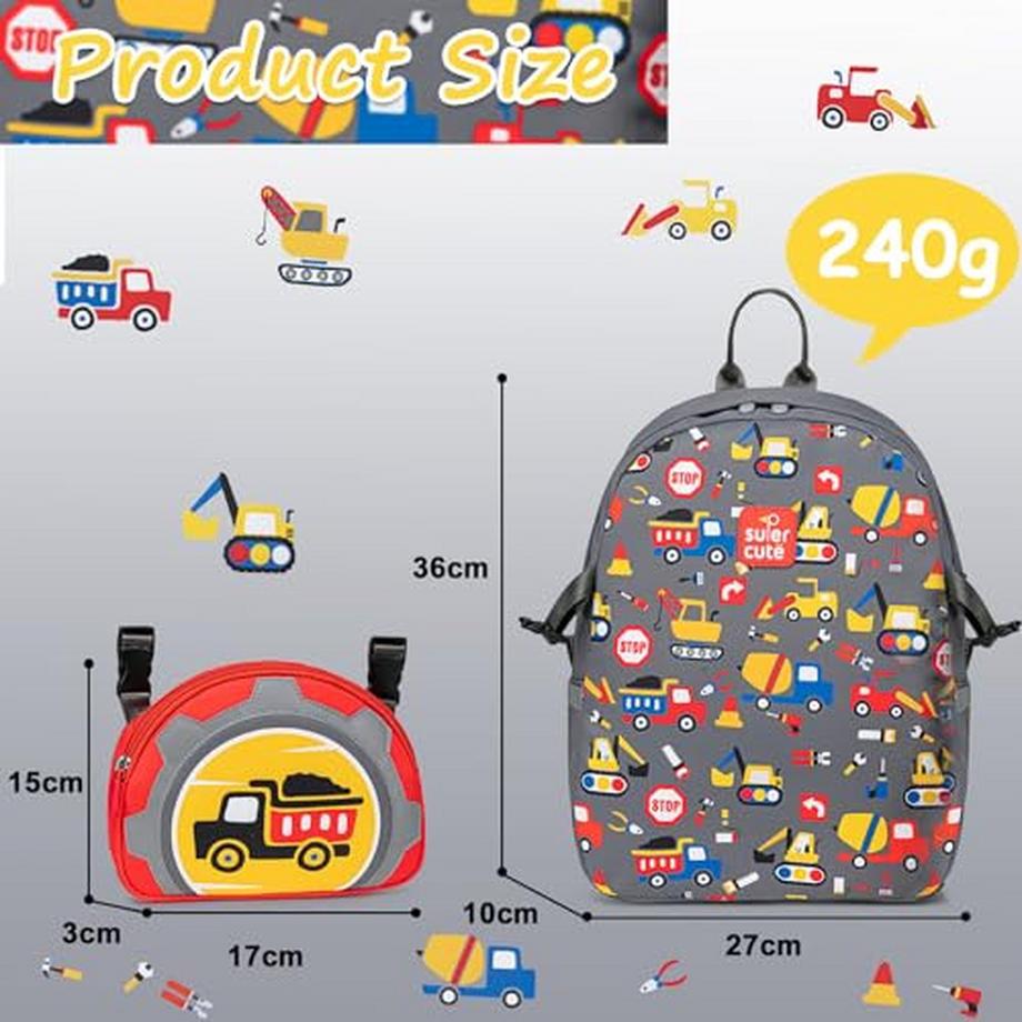 Only-bags.store Sac à dos préscolaire imprimé chantier  