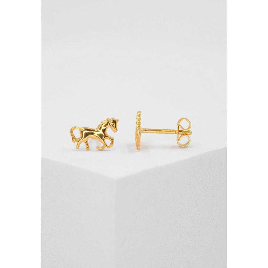 MUAU Schmuck  Ohrstecker Pferd Gelbgold 750, 9mm 