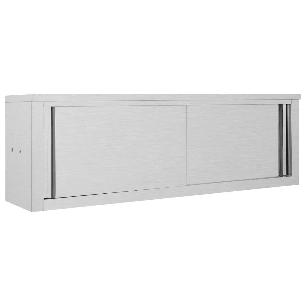 Image of Wandhängeschrank Mit Schiebetüren Edelstahl Edelstahl Unisex Grau ONE SIZE