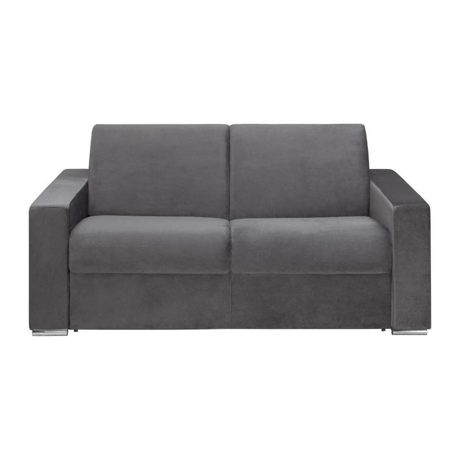 LINEA SOFA Schlafsofa mit Matratze 2-Sitzer Samt - Anthrazit - Liegefläche mit Lattenrost: 120 cm - Matratzenhöhe: 14 cm mit Memory Schaum - CALITO  