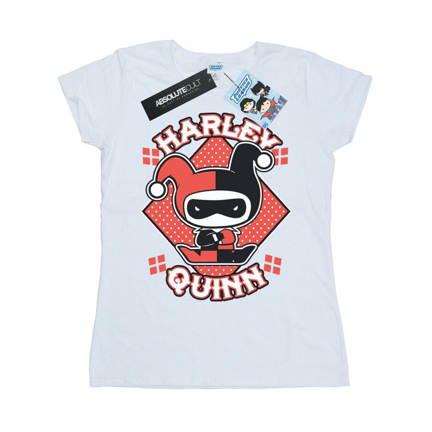 Image of Chibi Harley Quinn Badge Tshirt Damen Weiss L