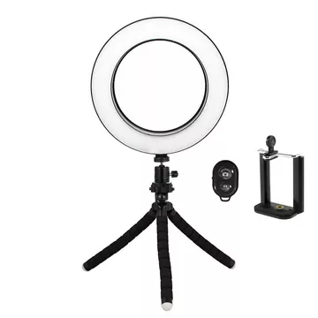 Lampe Selfie/Ring Light (16 cm) avec trépied moulable