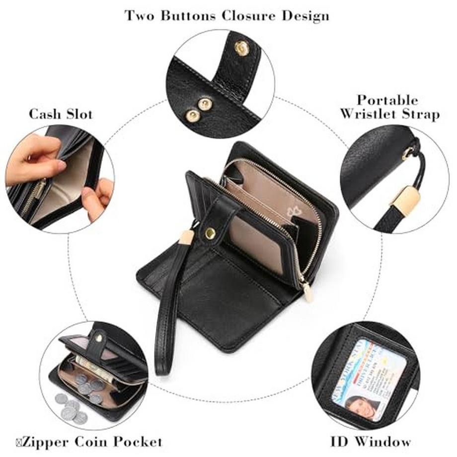 Only-bags.store Portemonnaie Reißverschluss mit Münzfach & RFID-Schutz  