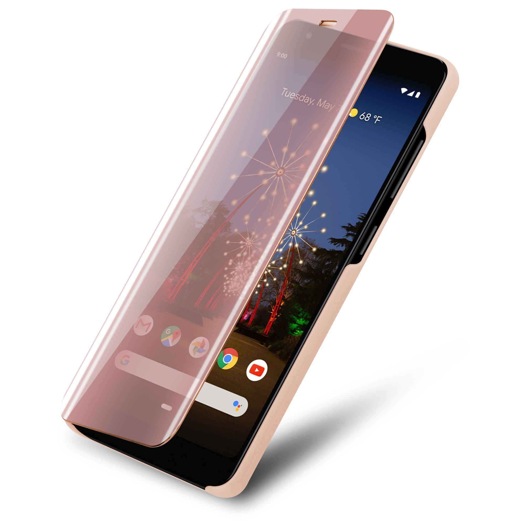 Cadorabo  Housse compatible avec Google PIXEL 3A - Clear View étui de protection miroir avec fonction de support Protection à 360 degrés 