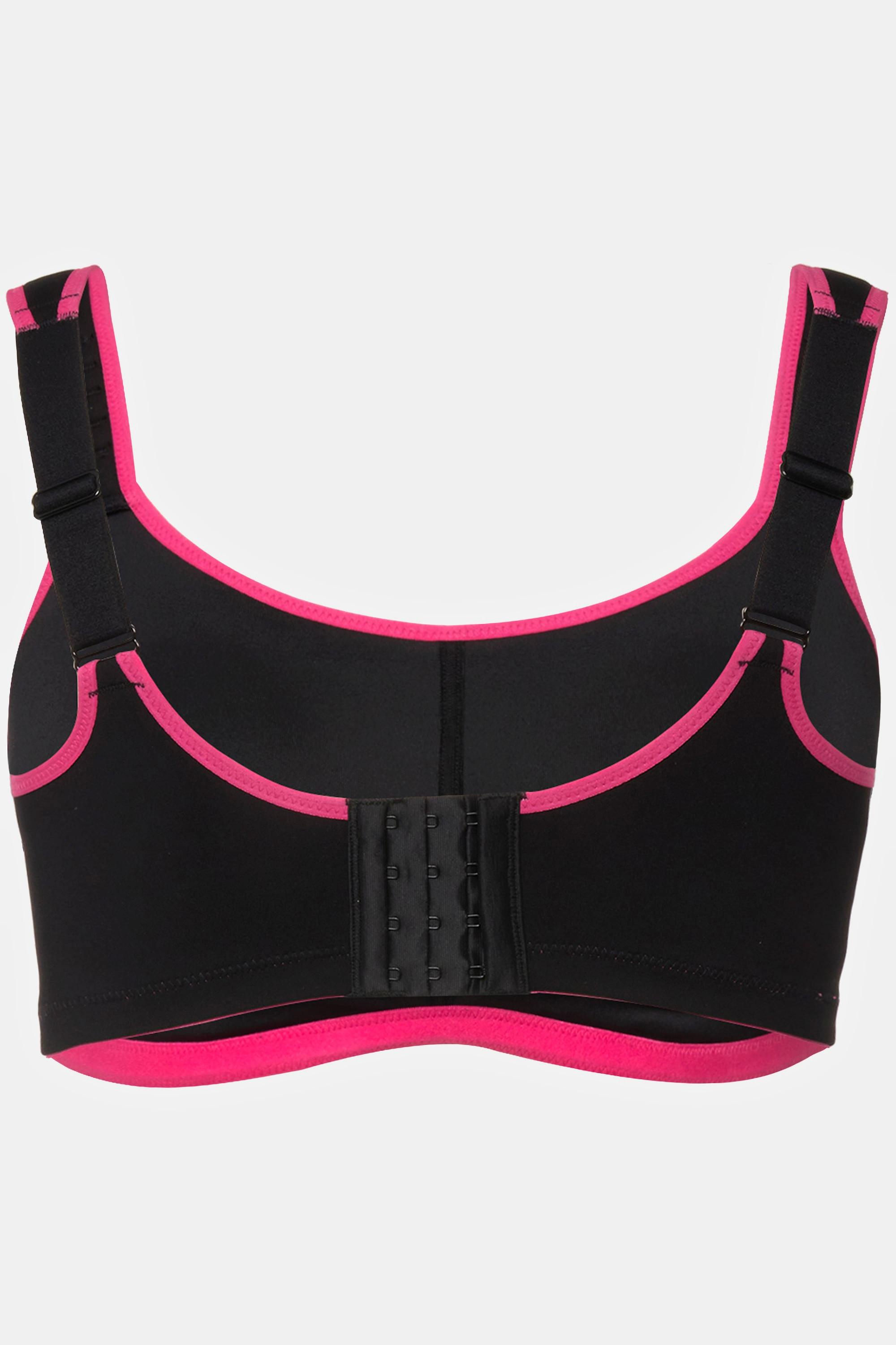 Ulla Popken  Soutien-gorge de sport, sans armatures. En microfibre avec empiècement en maille. Bonnet C - D 