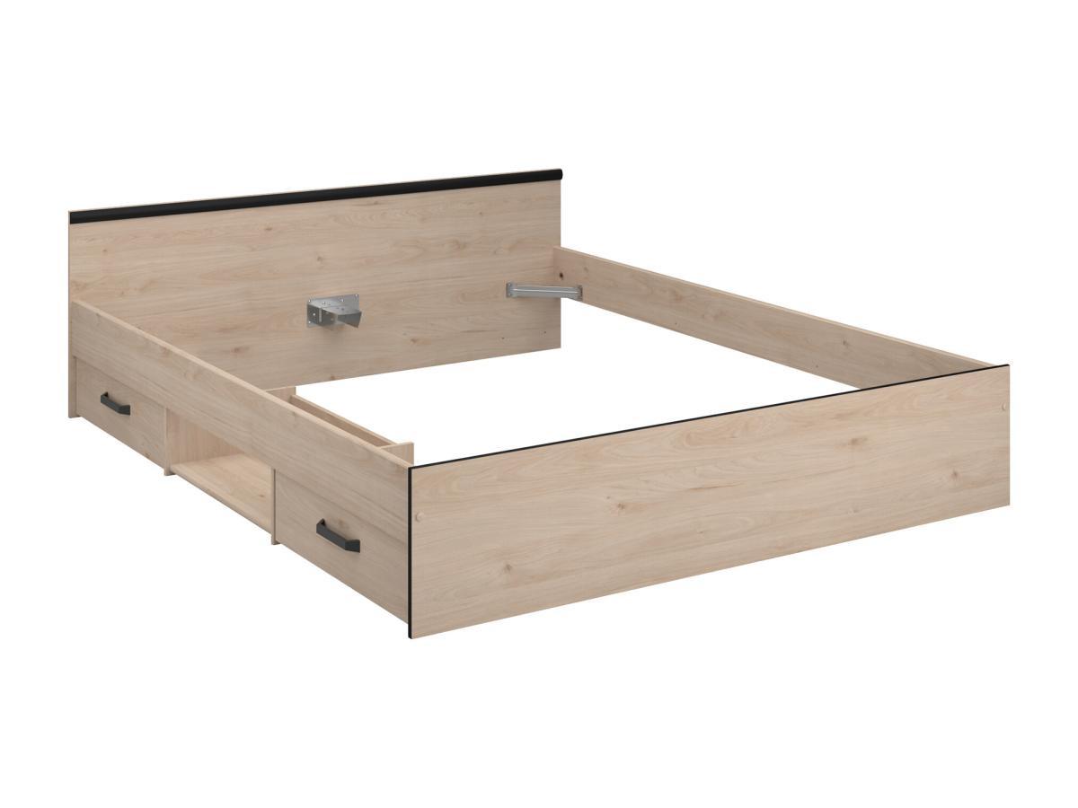 Vente-unique Bett mit Stauraum 160 x 200 cm - 2 Schubladen & 1 Ablagefach - Holzfarben - PABLO  