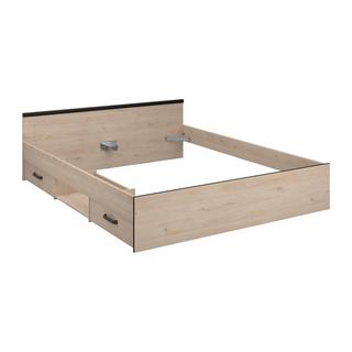 Vente-unique Bett mit Stauraum 160 x 200 cm - 2 Schubladen & 1 Ablagefach - Holzfarben - PABLO  