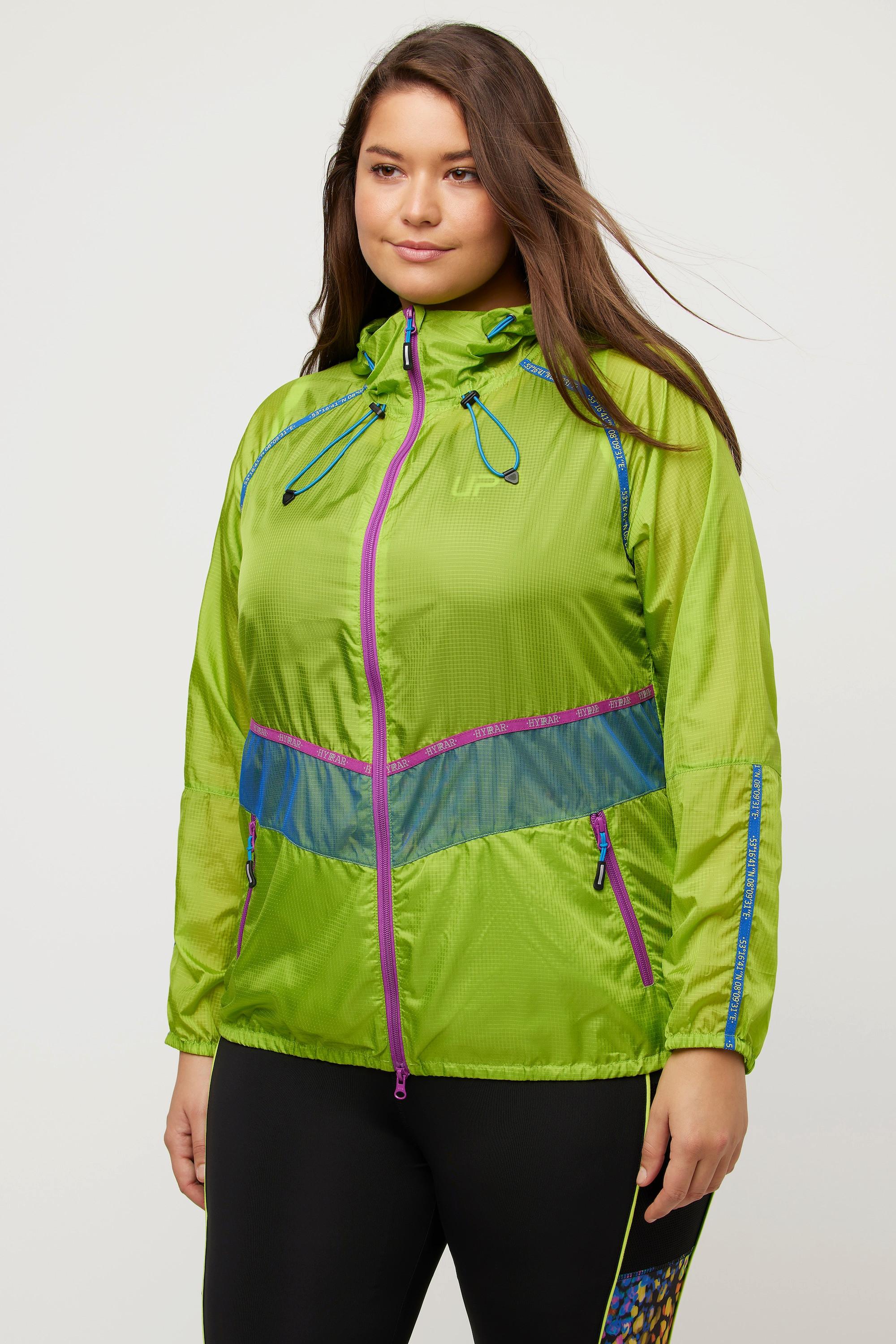 Ulla Popken  Funktionsjacke, Kapuze, 2-Wege-Zipper, wasserabweisend 