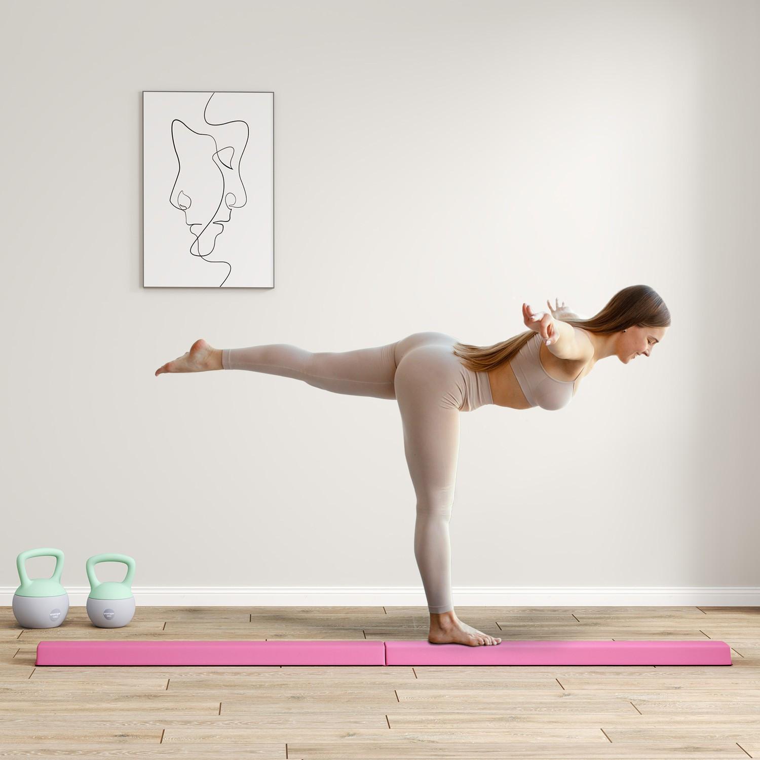 Northio  Trave d'equilibrio pieghevole da 236 cm, trave da ginnastica portatile, trave da ginnastica antiscivolo, trave da ginnastica e da equilibrio fino a 80 kg, per bambini dai 3 anni in su, indoor e outdoor, rosso chiaro 