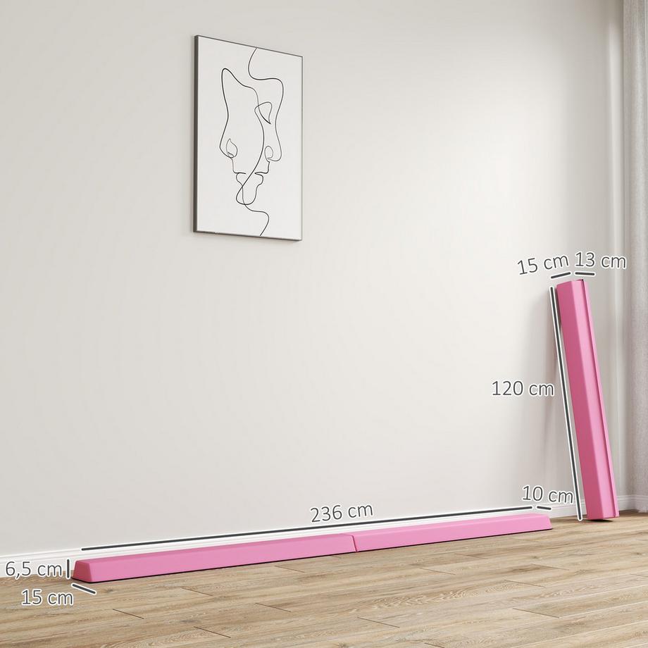 Northio  236 cm Klappbarer Schwebebalken, tragbar Turnbalken, rutschfest Balance Beam, Turn- und Balancierbalken bis 80 kg, für Kinder ab 3 Jahre, Indoor & Outdoor, Hellrot 