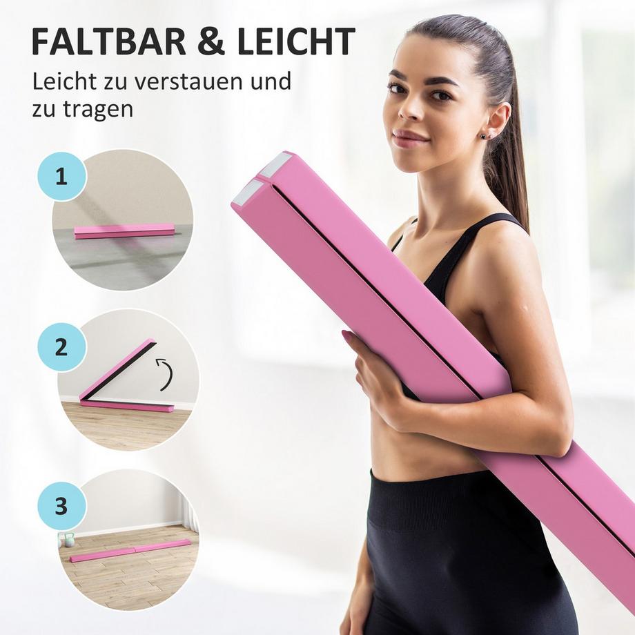 Northio  236 cm Klappbarer Schwebebalken, tragbar Turnbalken, rutschfest Balance Beam, Turn- und Balancierbalken bis 80 kg, für Kinder ab 3 Jahre, Indoor & Outdoor, Hellrot 