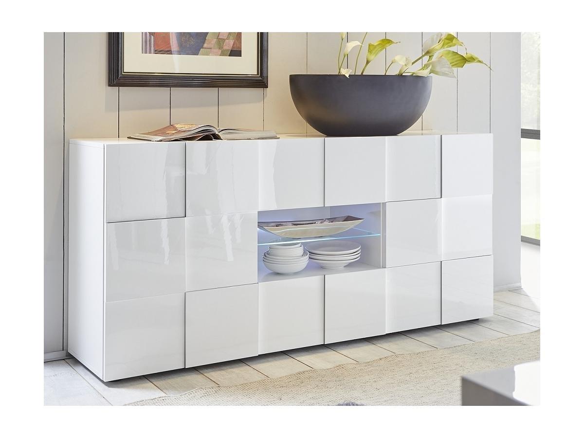 Vente-unique Set Soggiorno luminoso 3 Mobile TV CALISTO + Credenza Bianca CALISTO  