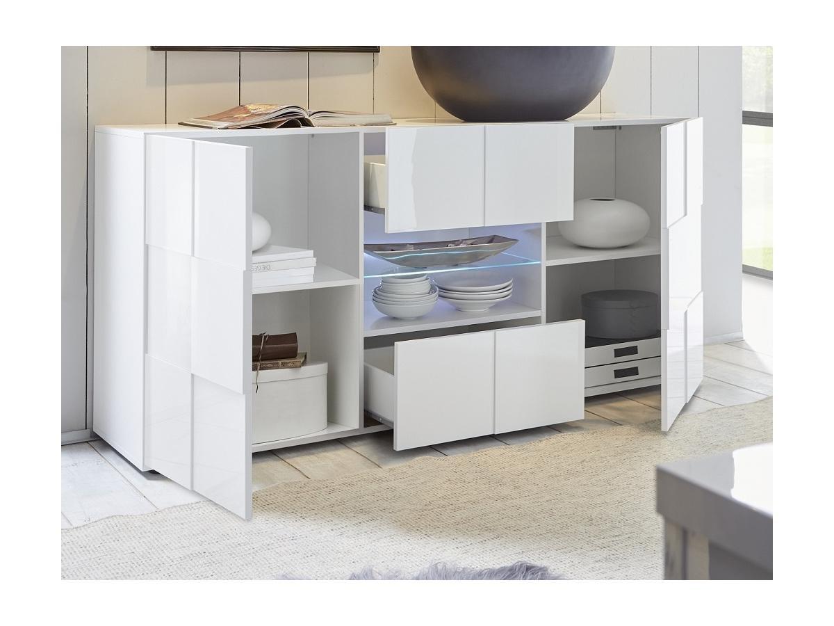 Vente-unique Set Soggiorno luminoso 3 Mobile TV CALISTO + Credenza Bianca CALISTO  