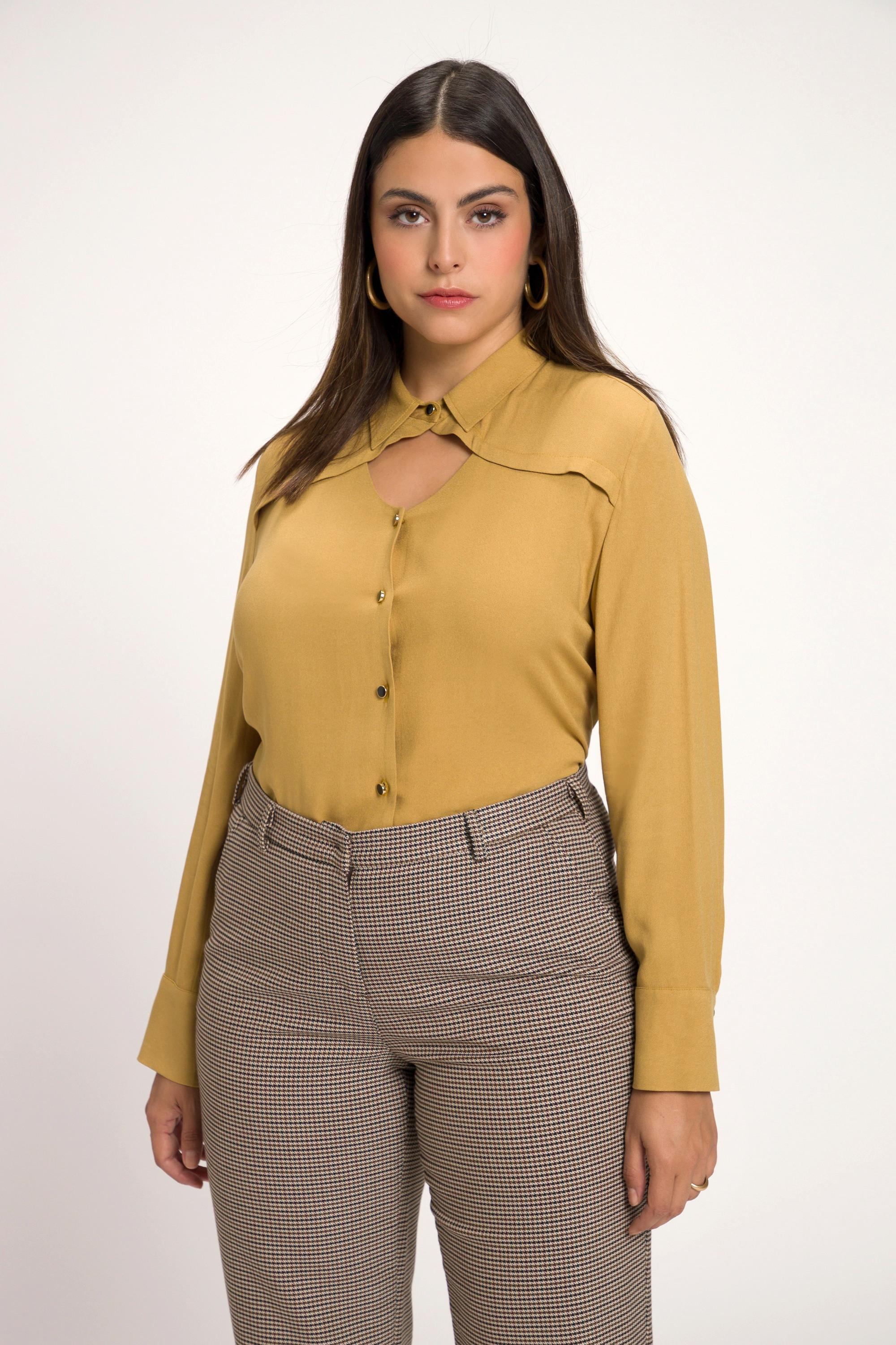 Ulla Popken  Blusa con apertura, colletto da camicia e maniche lunghe 