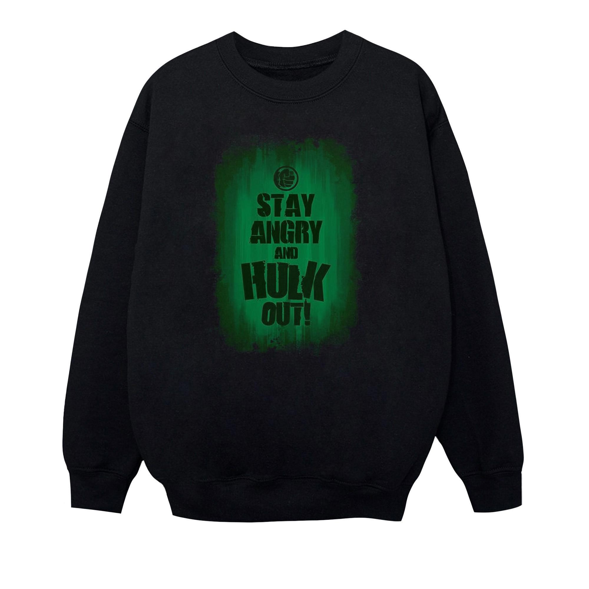 Image of Hulk Stay Angry Sweatshirt Unisex Schwarz 152-158
