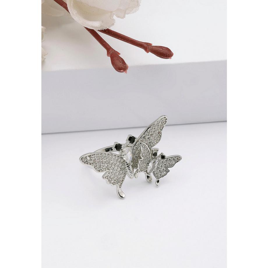 AVANT-GARDE PARIS  Silberner Niedlicher Flatter-Ring - Einheitsgröße 