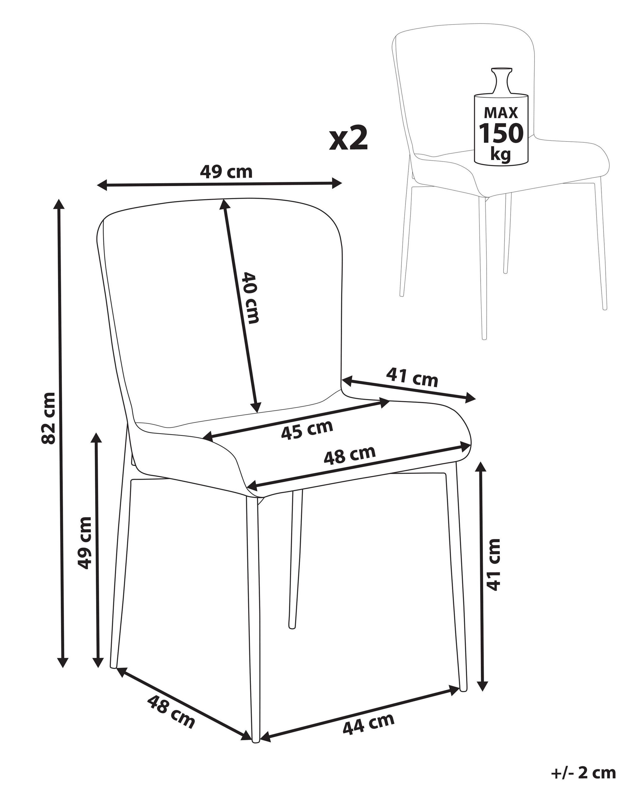 Beliani Lot de 2 chaises de salle à manger en Polyester Moderne ADA  